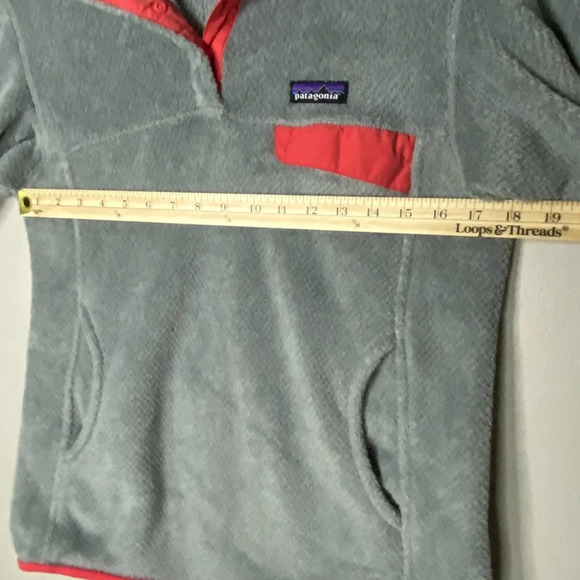 Patagonia Re Tool Snap T Fleece Pullover women medium grey pink accent warm cozy - Picture 6 of 8